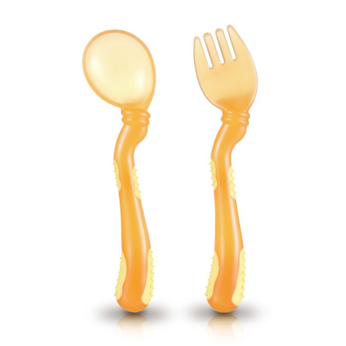Easy Held Soft GRIP Spoon & Fork Set (Translucent)