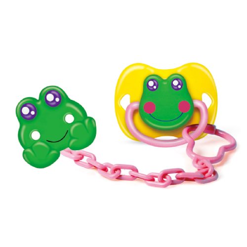 Frog Pacifier & Holder Set