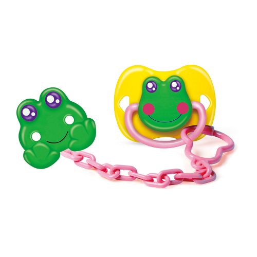 Frog Pacifier & Holder Set with Cover