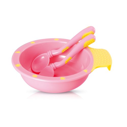 Easy Held Soft Grip Feeding Bowl & Fork/Spoon Set