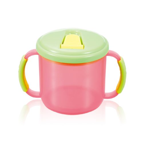 Soft Grip Handle Training Cup with Non-slip bottom(semi-clear colors)